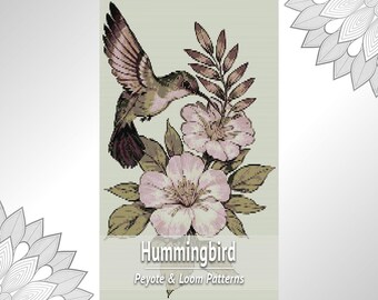 Hummingbird Bead Tapestry Pattern PDF, Peyote and Loom Chart