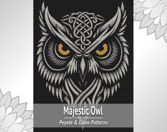 Celtic Owl Beaded Tapestry Pattern, Wall Hanging Loom and Even Count Peyote PDF Chart
