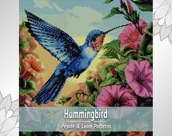 Hummingbird Bead Tapestry Pattern, Loom and Peyote PDF Chart