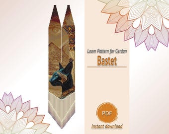 Bastet Gerdan Beaded Necklace Pattern PDF, Egyptian Goddess Loom Design, Seed Bead Jewelry Chart