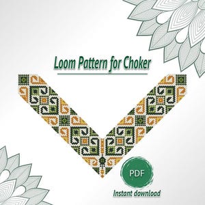 V-Shaped Beaded Choker Pattern PDF, Geometric Loom Necklace Design