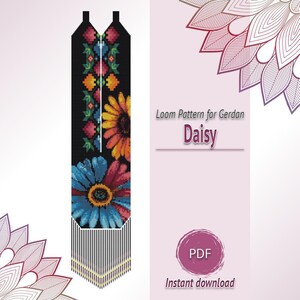 Daisy Gerdan-patroon, pdf-weefgetouwkralenketting, grafiek met bloemenkralen