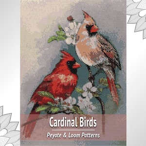 Cardinal Bird Bead Tapestry Pattern PDF, Loom and Peyote Seed Bead Wall Hanging Chart