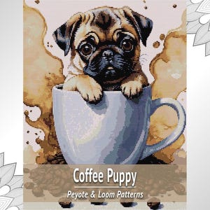 Kaffee Welpen Perlen Wandteppich Muster, Webstuhl und Peyote PDF Chart