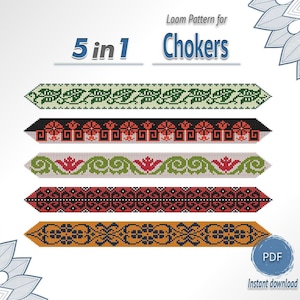 Beaded Choker Pattern Bundle PDF, 5-in-1 Loom Designs