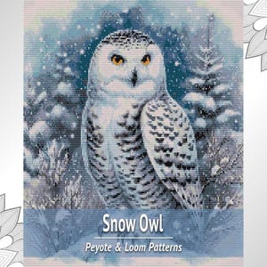 Schema per arazzo con perline Snow Owl in PDF, schema per telaio e peyote