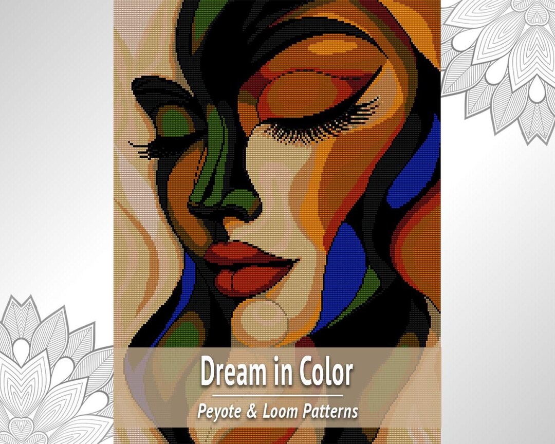Abstract Face Bead Tapestry Pattern, Colorful Woman Design, Loom ...