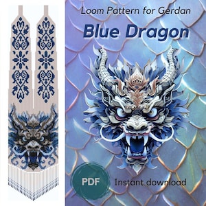 Dragon Necklace beaded pattern, Symbol of 2024 beading loom pattern, PDF pattern beaded gerdan, Bead weaving traditional Ukrainian necklace