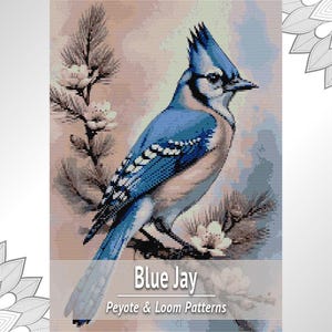 ブルージェイビーズタペストリーパターン、織機とペヨーテのための野生動物デザイン