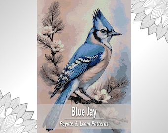 Blue Jay Bead Tapestry Pattern, Wildlife Design for Loom and Peyote