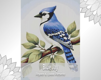 Blue Jay Bead Tapestry Pattern PDF, Loom and Peyote Chart