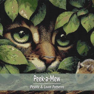 Katzen und Maus Perlen Tapisserie Muster, Loom & Peyote PDF, Foliage Wandkunst