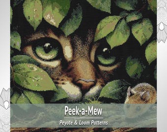 Cat and Mouse Tapestry Pattern, 2 in 1 Loom Peyote Bead Chart PDF