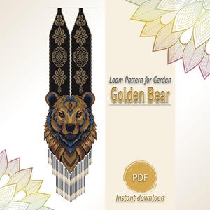 Gouden beer Gerdan-patroon pdf, weefgetouw kralenketting, sieradenontwerp met rocailles
