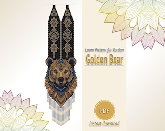 Golden Bear Gerdan Pattern PDF, Loom Beaded Necklace Chart, Seed Bead Jewelry Design
