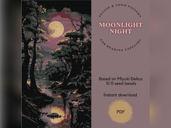 Moonlight Night Tapestry Pattern Based on Miyuki Delica 11 0 Seed Beads Loom Peyote Pattern Home Decor Tapestry PDF Instant Download Etsy