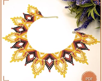 Beaded Netting Collar Necklace Pattern PDF, Tribal Seed Bead Jewelry Design