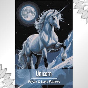 Patrón de tapiz de cuentas de unicornio, telar y gráfico de peyote en PDF