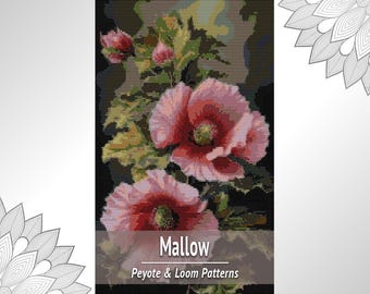 Mallow Bead Tapestry Pattern PDF, Floral Loom & Peyote Chart