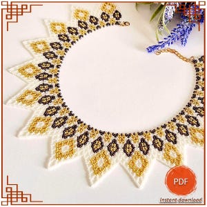 Perlennetz Halskette Muster PDF, Spitzenkragen, Perlenkarte