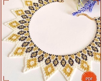 Beaded Net Necklace Pattern PDF, Lace Collar Seed Bead Chart