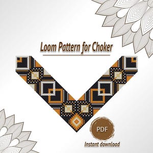 Chokerpatroon met kralen (pdf), ontwerp met V-vorm weefgetouwketting