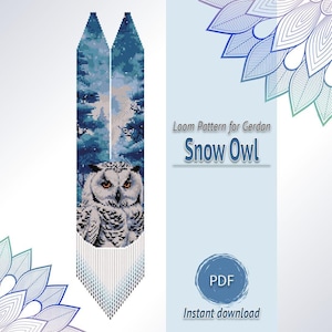 Snow Owl Gerdan Loom Pattern PDF, Beaded Necklace Chart, Seed Bead Design