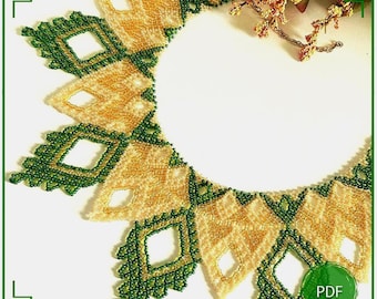 Beaded Netting Collar Pattern PDF, Lace Necklace Chart, Seed Bead Jewelry Design
