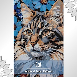 Cat Beaded Tapestry Pattern, Loom and Peyote PDF Chart