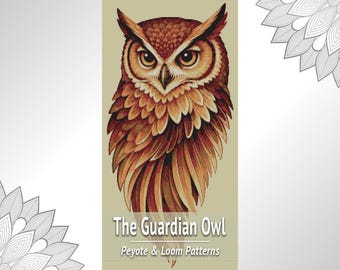 Brown Owl Bead Tapestry Pattern PDF, Loom and Peyote Chart