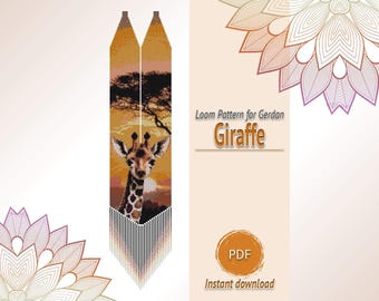 Giraffe Bead Gerdan Pattern, Safari Animal Loom Chart, Wildlife Beadwork Necklace PDF