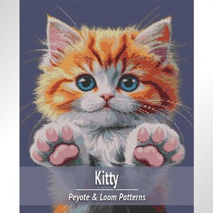 猫ビーズタペストリーパターン、織機とペヨーテのための猫アートデザイン