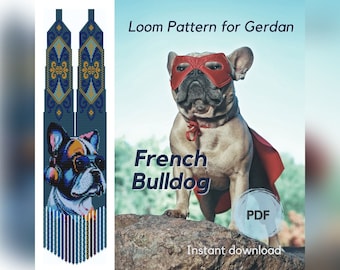 French Bulldog bead necklace pattern, PDF pattern beaded gerdan, Beaded dog loom pattern, Bead weaving traditional Ukrainian necklace