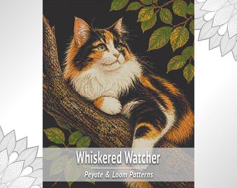 Calico Cat Bead Tapestry Pattern PDF, Loom and Peyote Chart