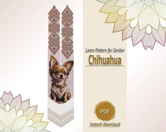 Chihuahua Gerdan Pattern, Dog Bead Loom Chart, Pet Necklace PDF