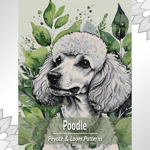 Poodle Bead Tapestry Pattern PDF, White Dog Portrait Loom & Peyote Chart