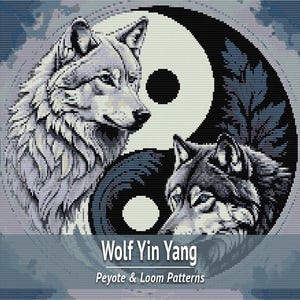Wolf Yin Yang Perlen Wandteppich Muster, Webstuhl und Peyote PDF Chart