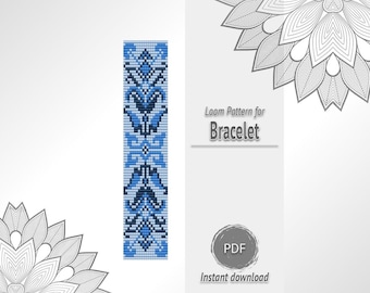 Brown White Checkered Bead Bracelet Pattern, Seed Bead Loom Chart PDF