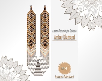 Amber Diamond Gerdan Pattern PDF, Ornamental Loom Beading Design