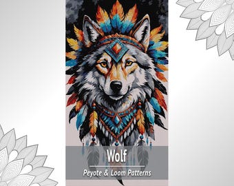 Wolf Tapestry Bead Pattern for Loom & Peyote, Large Beading Design