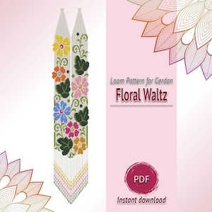 Motif floral Gerdan PDF, tableau des colliers de perles sur métier à tisser, motif floral perlé
