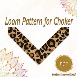 Leopard Print Beaded Choker Pattern PDF, V-Shaped Loom Necklace Design, Preciosa & Miyuki Delica Seed Bead Jewelry DIY, Instant Download