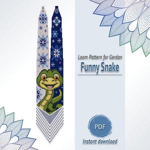 Patrón de collar de serpiente Gerdan, diagrama de animales con cuentas para telar, diseño divertido de joyería con cuentas pequeñas.