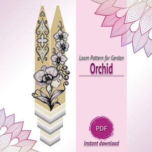 Orchideen-Gerdan-Muster, Blumenperlenwebmuster, PDF-Anleitung für eine Halskette mit Frauenporträt