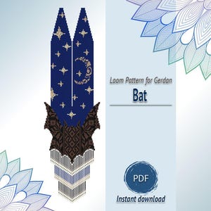 Bat Gerdan Pattern PDF, Night Moon Beaded Necklace Design, Loom Seed Bead Chart