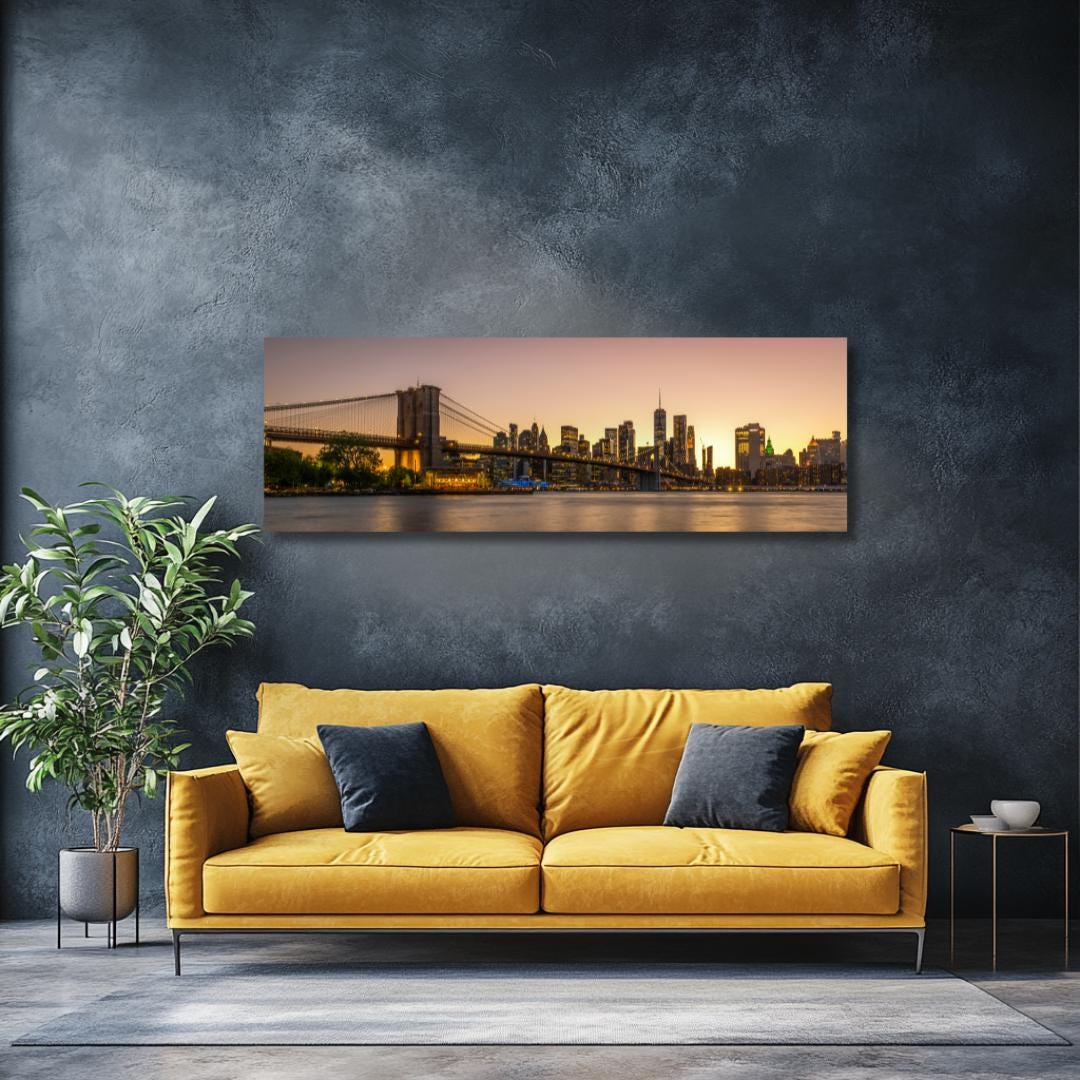 NYC Skyline Panorama Canvas Print / Canvas, Sunset Photography, Wall ...