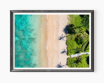 Fotografía de playa, Maui, Hawaii, tropical, paraíso, palmera, arena