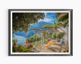 Positano Italy Cliffside Village: Amalfi Coast View, Turquoise Waters | Archival Canvas, Vibrant Colors