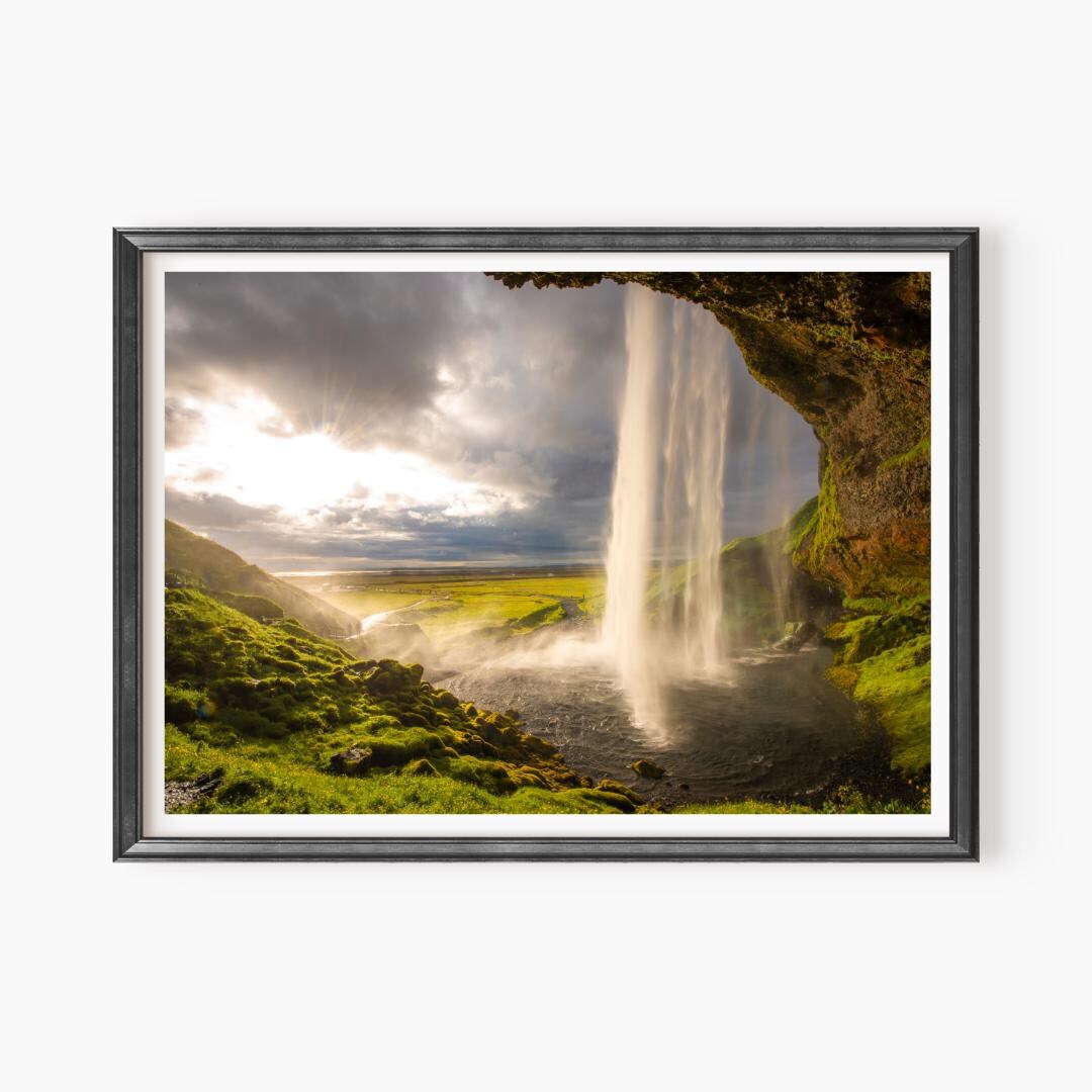 Iceland Waterfall Print / Canvas, Seljalandsfoss Fine Art, Lush Cliffs ...