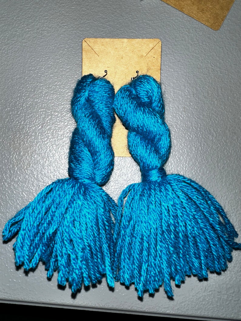 Twisted Knot Yarn Tassel EarringsMultiple Colors image 4